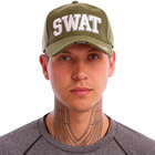 Бейсболка тактическая кепка мужская классическая с надписью SWAT Tactical Хлопок Оливковая (6844) - изображение 3
