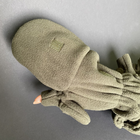 Теплі флісові рукавиці зимові тактичні без пальців з відкидним верхом Zepma Оливковий (п-фл1) - зображення 2