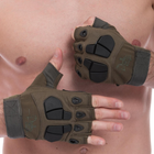 Тактичні рукавиці з відкритими пальцями протектором SILVER KNIGHT Для полювання туризму Оливковий (YQS-3) M - изображение 4