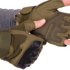 Защитные тактические перчатки без пальцев Военные перчатки открытые TACTICAL Полиэстер Оливковый (BC-8805) M - изображение 5