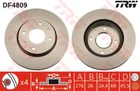 Диск гальмівний MITSUBISHI GALANT VI 2.0-2.5 96-04, LANCER 1.3-2.0 03 - передн. (вир-во TRW) TRW (DF4809)