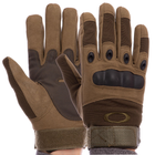Перчатки тактические с закрытыми пальцами и усиленным протектором OAKLEY размер XL оливковые BC-4623 - изображение 1
