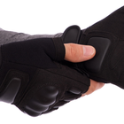 Тактические перчатки с открытыми пальцами SILVER KNIGHT размер L черные BC-7053 - изображение 3