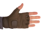 Тактические перчатки с открытыми пальцами SILVER KNIGHT размер L оливковые BC-7053 - изображение 4