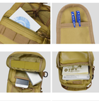 Універсальна тактична сумка рюкзак через плече, міська чоловіча повсякденна H&S Tactic Bag 600D. Койот - зображення 4