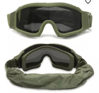Очки тактические маска Combat (3 стекла в комплекте) Баллистическая Военная маска Хаки - изображение 5