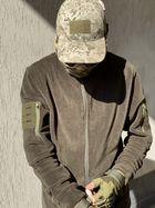 Кофта флисовая мужская военная тактическая с липучками под шевроны ВСУ (ЗСУ) 8049 48 размер хаки TR_1055 - изображение 10