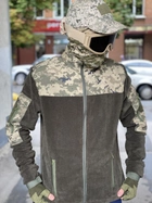 Кофта флисовая мужская военная тактическая с липучками под шевроны ВСУ (ЗСУ) Пиксель 8035 56 размер черная TR_1127 - изображение 9