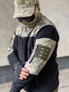 Кофта флисовая мужская военная тактическая с липучками под шевроны ВСУ (ЗСУ) Мультикам 8046 54 размер черная TR_1127 - изображение 4