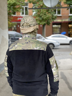 Кофта флисовая мужская военная тактическая с липучками под шевроны ВСУ (ЗСУ) Мультикам 8046 54 размер черная TR_1127 - изображение 9