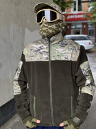 Кофта флисовая мужская военная тактическая с липучками под шевроны ВСУ (ЗСУ) Мультикам 8036 46 размер хаки TR_1127 - изображение 5