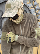 Кофта флисовая мужская военная тактическая с липучками под шевроны ВСУ (ЗСУ) 8050 50 размер хаки TR_1055 - изображение 8