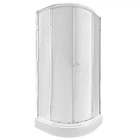 Кабина для душа Q-TAP полукруглая двухдверная c поддоном Presto/Robin 80x80x197см матовый витраж 5мм профиль хром PRECRM1088AP5SET