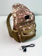 Рюкзак однолямковий - військова сумка через плече LeRoy Tactical колір - світлий піксель (+USB) - зображення 2