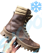Берці зимові черевики тактичні чоловічі, туфлі тактичні чоловічі берці зимові, натуральна шкіра, розмір 46, Bounce ar. BЕ-ВА-1046, колір коричневий - зображення 1