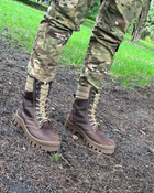 Берці зимові черевики тактичні чоловічі, туфлі тактичні чоловічі берці зимові, натуральна шкіра, розмір 46, Bounce ar. BЕ-ВА-1046, колір коричневий - зображення 4