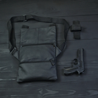Тактическая кожаная сумка с кобурой черный / месенджер / слинг / мужская - изображение 2