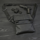 Тактическая кожаная сумка с кобурой черный / месенджер / слинг / мужская - изображение 4
