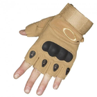 Тактичні рукавички з відкритими пальцями посилений протектор OAKLEY пісочні M - зображення 1