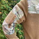 Кофта флисовая мужская военная тактическая с липучками под шевроны ВСУ (ЗСУ) Мультикам 8164 56 размер койот (SKU_4413316) - изображение 4