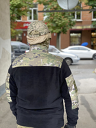 Кофта флисовая мужская военная тактическая с липучками под шевроны ВСУ (ЗСУ) Мультикам 8044 50 размер черная (SKU_4403154) - изображение 9