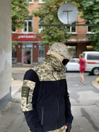 Кофта флисовая мужская военная тактическая с липучками под шевроны ВСУ (ЗСУ) Пиксель 8030 46 размер черная (SKU_4403140) - изображение 4