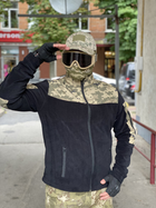 Кофта флисовая мужская военная тактическая с липучками под шевроны ВСУ (ЗСУ) Пиксель 8030 46 размер черная (SKU_4403140) - изображение 5