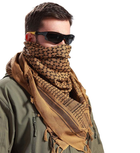 Платок шарф арафатка, шемаг, куфия 110см - Black/Khaki - изображение 3