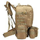 Тактичний рюкзак з сумками, штурмовий рюкзак військовий A08 50 літрів Пісочний - зображення 3