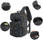 Сумка-рюкзак тактична військова A92 800D, чорна - зображення 6