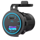 Врізна авто USB розетка для заряджання ноутбука 65W QC 3.0+PD Type-C з кнопкою замість прикурювача