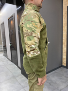 Армейская Кофта флисовая Kafkas, теплая, размер XXL, Оливковый, вставки Мультикам на рукава, плечи, карманы - изображение 2