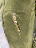 Армейская Кофта флисовая Kafkas, теплая, размер XL, Оливковый, вставки Мультикам на рукава, плечи, карманы - изображение 4