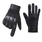 Демисезонные тактические перчатки с флисовой подкладкой Черные М 18-20 см. - изображение 7