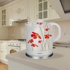 Керамический электрочайник Maestro MS-066 1.5л с индикатором/терморегулятором и защитой от перегрева Белый (маки) + кружка