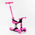 Самокат-велобег 3в1 трехколесный Best Scooter, колеса PU со светом, амортизаторы, родительская ручка. Pink (104497)