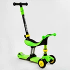 Самокат-велобіг 3в1 триколісний Best Scooter, PU колеса зі світлом, амортизатори, батьківська ручка. Green (105635)