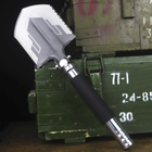 Тактична складна саперна лопата X-BALOG з вбудованим компасом та ножем (чорна) - зображення 5