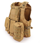 Жилет тактичний військовий Tactical Vest A56 Molle пісочний 46х32х17 см - зображення 1