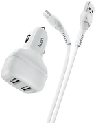 Адаптер автомобільний HOCO Micro USB Cable Leader Z36 2USB 2.4A White