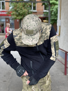 Кофта флисовая мужская военная тактическая с липучками под шевроны ВСУ (ЗСУ) Пиксель 8035 56 размер черная (OPT-1390) - изображение 3
