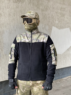 Кофта флисовая мужская военная тактическая с липучками под шевроны ВСУ (ЗСУ) Мультикам 8044 50 размер черная (OPT-1390) - изображение 2