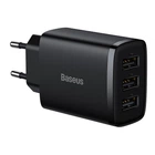 Сетевое зарядное устройство на 3 выхода Baseus Compact Charger (17W, 3 USB). Black