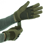 Универсальные тактические перчатки размер M полнопалые с защитой на косточки (Олива) - изображение 2