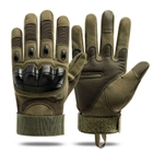 Универсальные тактические полнопалые перчатки gloves protection размер M с защитой косточки (Олива) - изображение 1