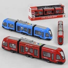 Дитячий іграшковий трамвай WY 930 AB 2 види, інерційний, світло, звук/Червоний, синій