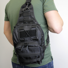 Тактическая сумка-слинг плечевая, однолямочный рюкзак, черная барсетка через плечо нагрудный с кордуры - изображение 2