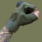 Тактичні рукавички з напівпальцями Хакі - зображення 4