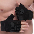 Перчатки тактические с открытыми пальцами SILVER KNIGHT YQS-3 Материал: Полиэстер + Нейлон. Размер: L Цвет: Черный - изображение 1