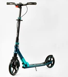 Двухколесный складной самокат Best Scooter, фонарик, амортизатор. Black and turquoise (113199)